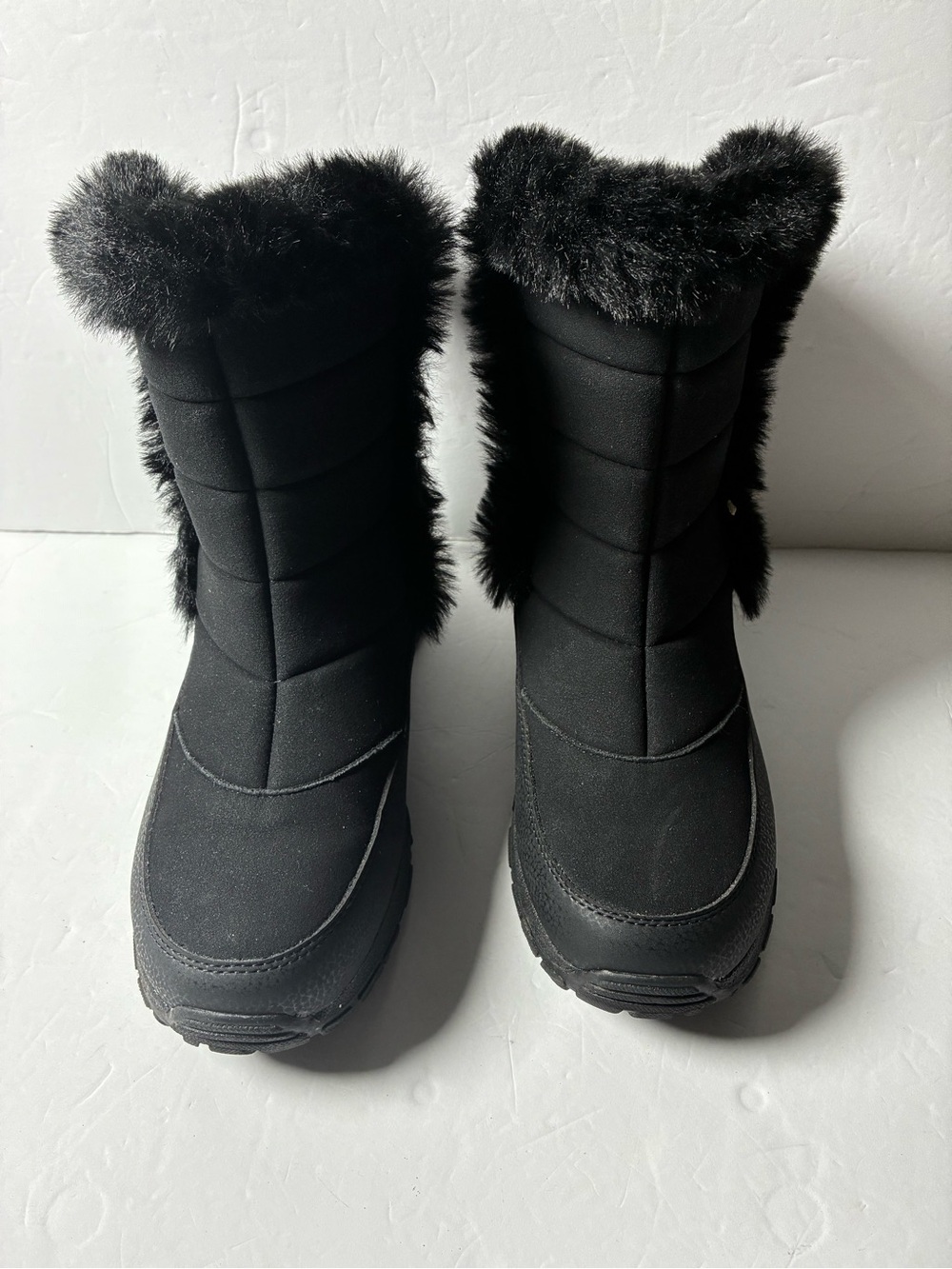 Lands' End Black Faux-Fur Winter Snow Boots